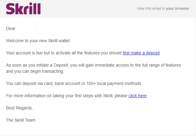 Como depositar e sacar dinheiro da Olymptrade com uma carteira eletrônica Skrill