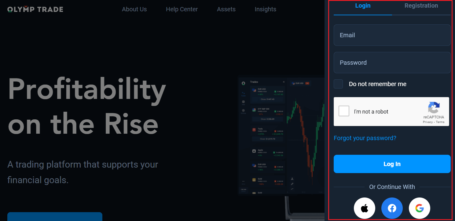 Como fazer login no Olymptrade Como fazer login no Olymptrade
