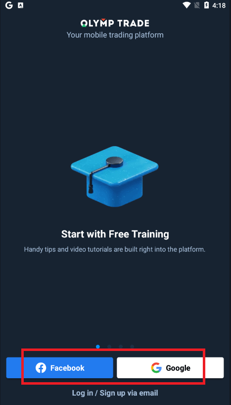 Como fazer login no Olymptrade