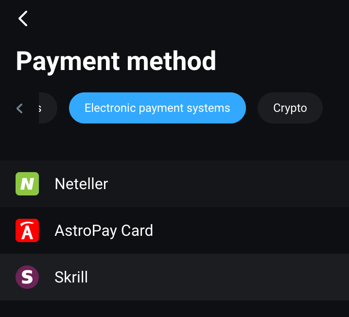 Metody wpłat Olymptrade: AstroPay, Perfect Money, Neteller, Skrill Metody wpłat Olymptrade: AstroPay, Perfect Money, Neteller, Skrill